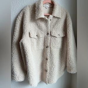 Böhme Cream Sherpa Button Down, size Large